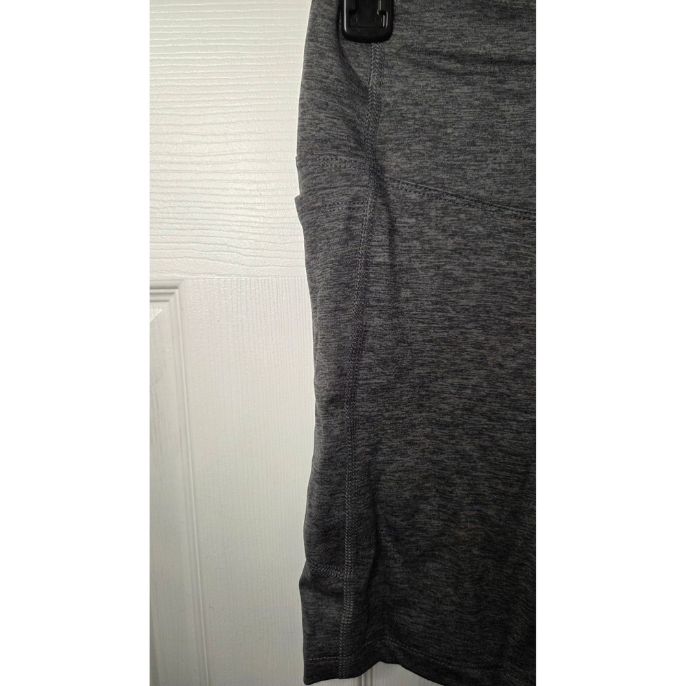 Athletic Works Womens High Waisted Biker Shorts Charcoal Heather Grey Pockets - Picture 3 of 4